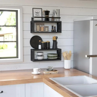 Rustic Wood Floating Shelves for Bathroom Accessories