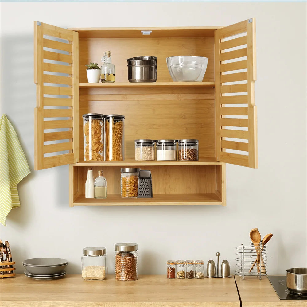 Natural Bamboo Wall-mounted Bathroom Cabinet