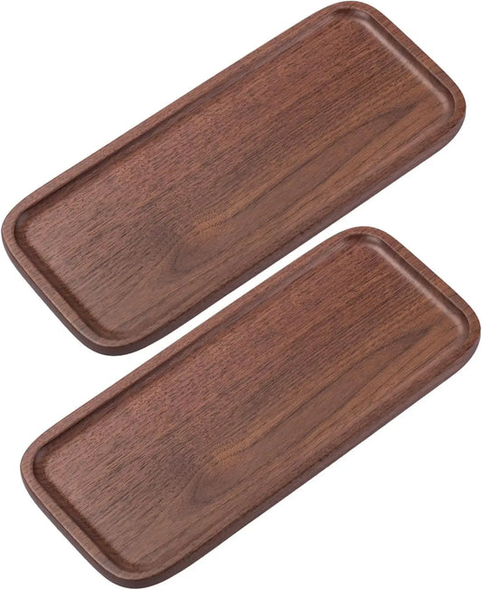 Walnut Wood Serving Tray Set of 2,