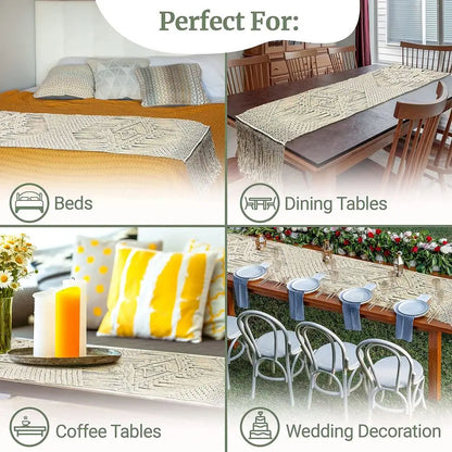 Long Cotton Boho Table Runners for Dining