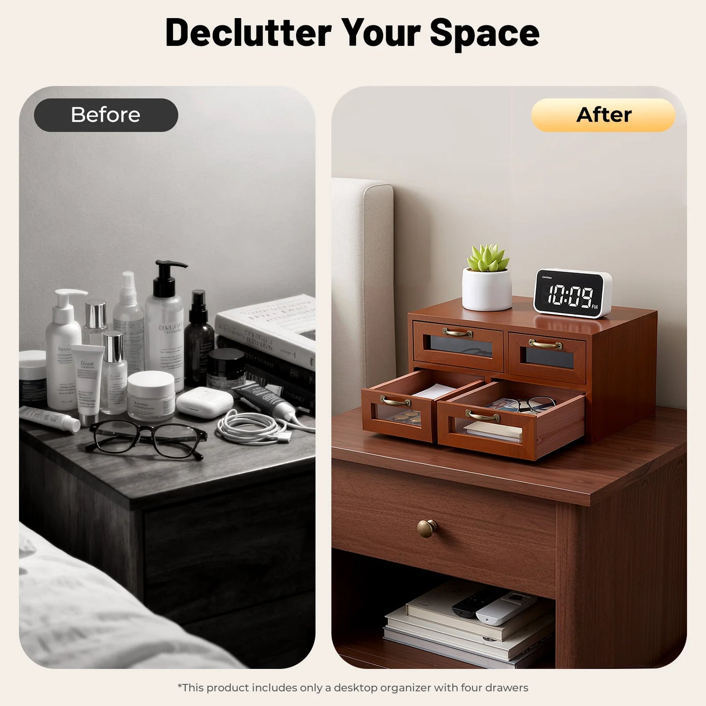 Retro Wooden Desktop Storage Cabinet