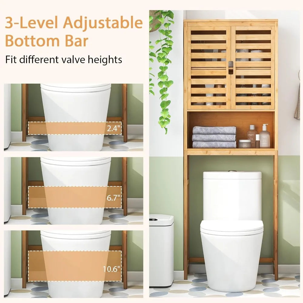 Freestanding Tall Natural Bamboo Over-the-Toilet