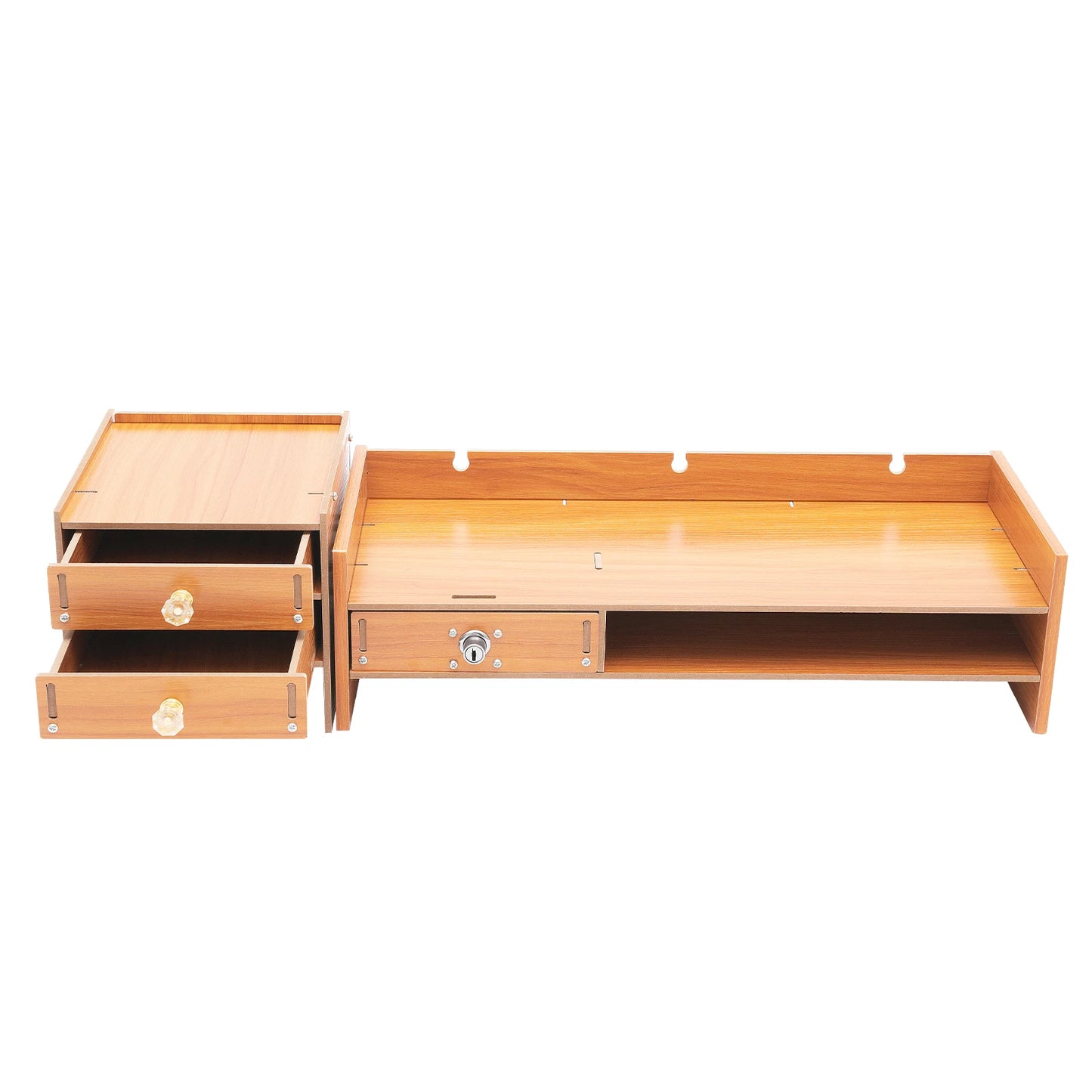 Wooden Computer Monitor Stand with Lockable Drawer