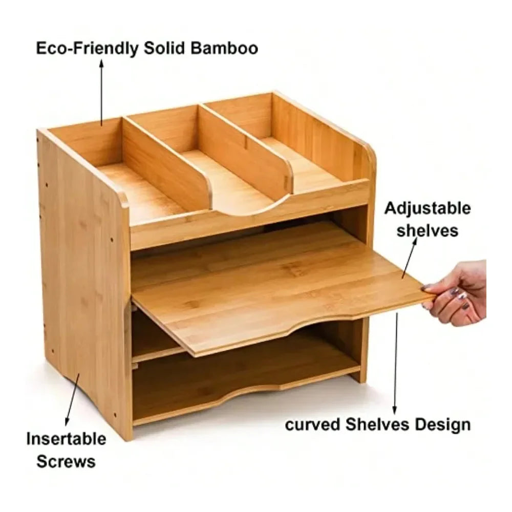 Office Storage Bamboo Desk File Organizer