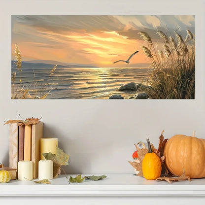 Sunset Beach Art Canvas Seascape Painting