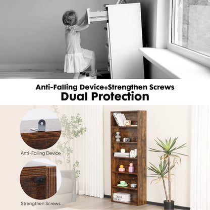 6 Tier Floor Standing Open Bookshelf