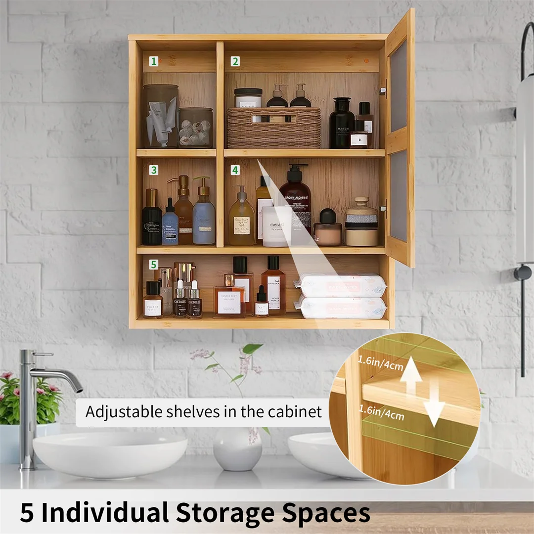 Wooden Medicine Cabinet Wall Mounted Bathroom Vanity Mirror