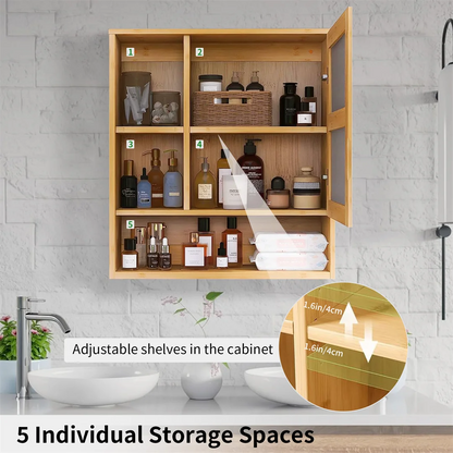 Wooden Medicine Cabinet Wall Mounted Bathroom Vanity Mirror