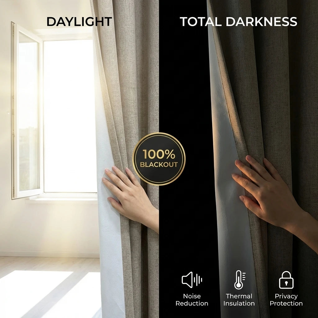100% Light Blocking Linen Texture Curtains
