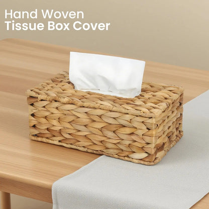 Handwoven Water Hyacinth Rectangular Tissue Box Cover