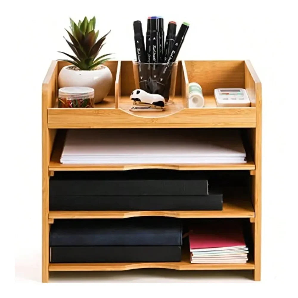 Office Storage Bamboo Desk File Organizer