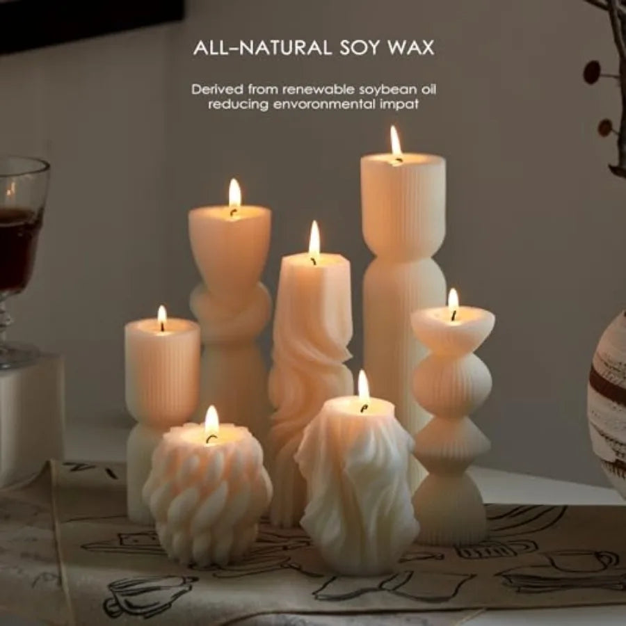 7-Pack Pillar Candles  Soy Wax