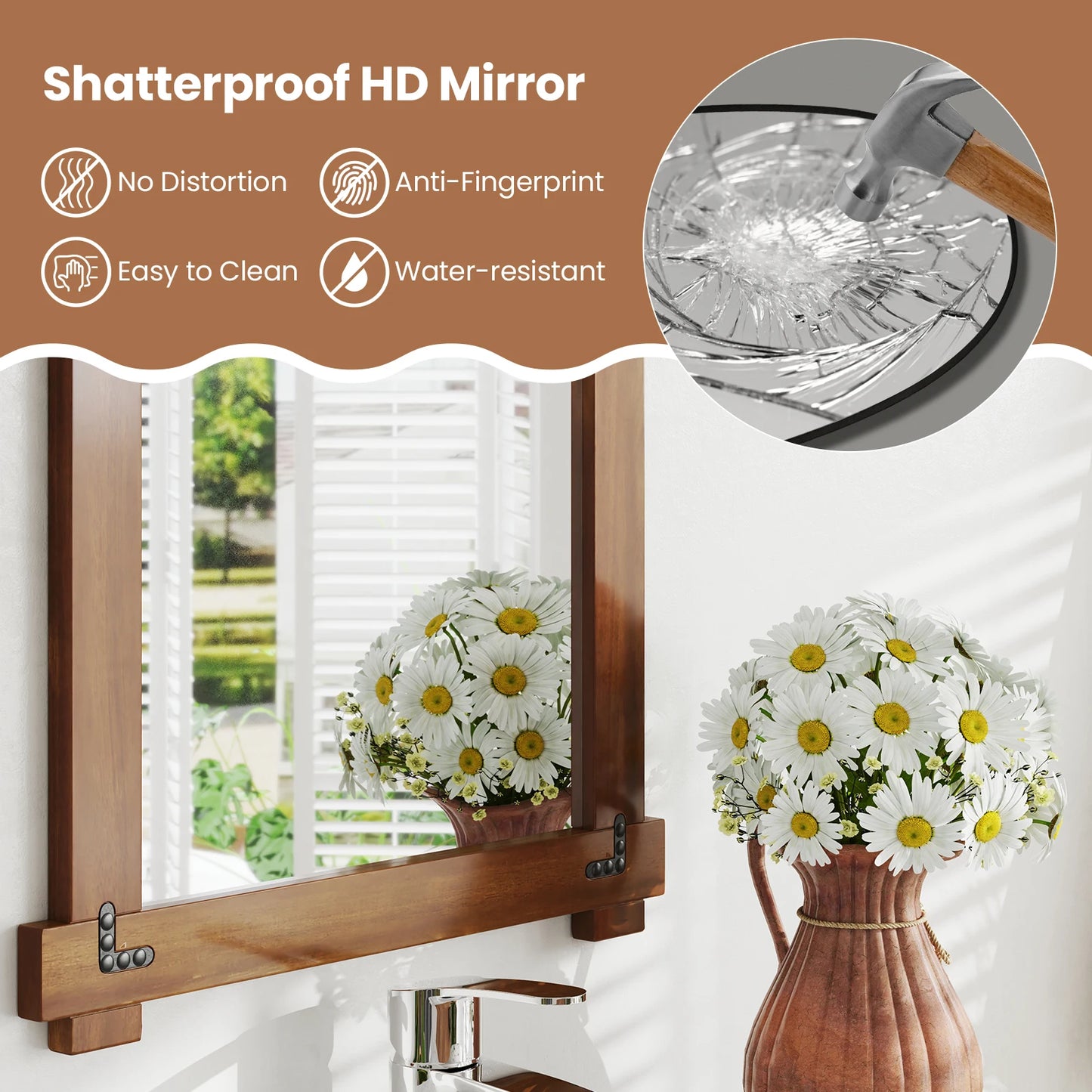 35 x 24 Inch Shatterproof Wall Mirror