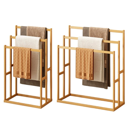 Wood Vertical Towel Rack with 3 Hanging Crossbars