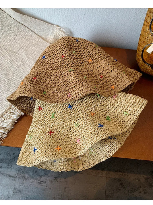 Crochet Straw UV Protect Travel Hat  for Women