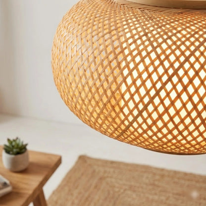 Vintage Bamboo Weave Hanging Lamp