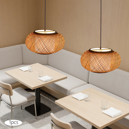 Rustic Bamboo Wicker Rattan Lantern Pendant Light