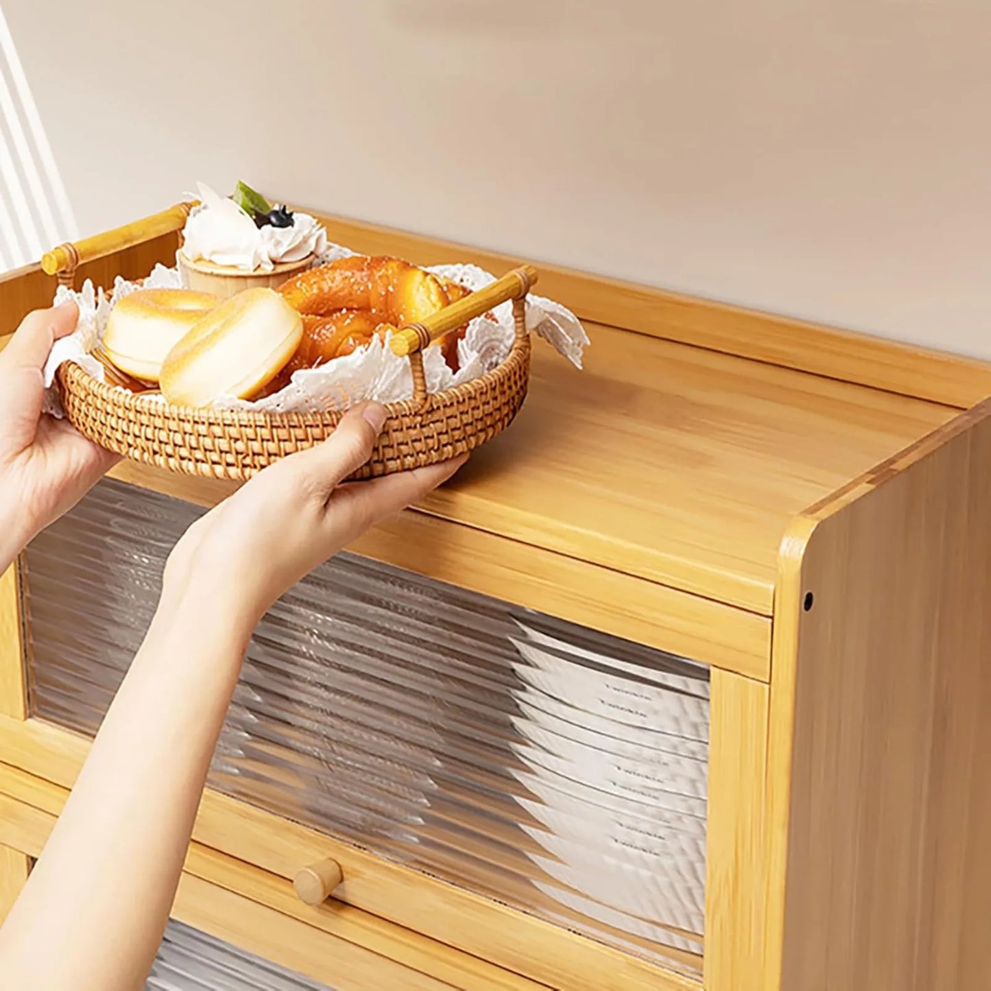 2-Tier Bamboo Kitchen Storage Cabinet