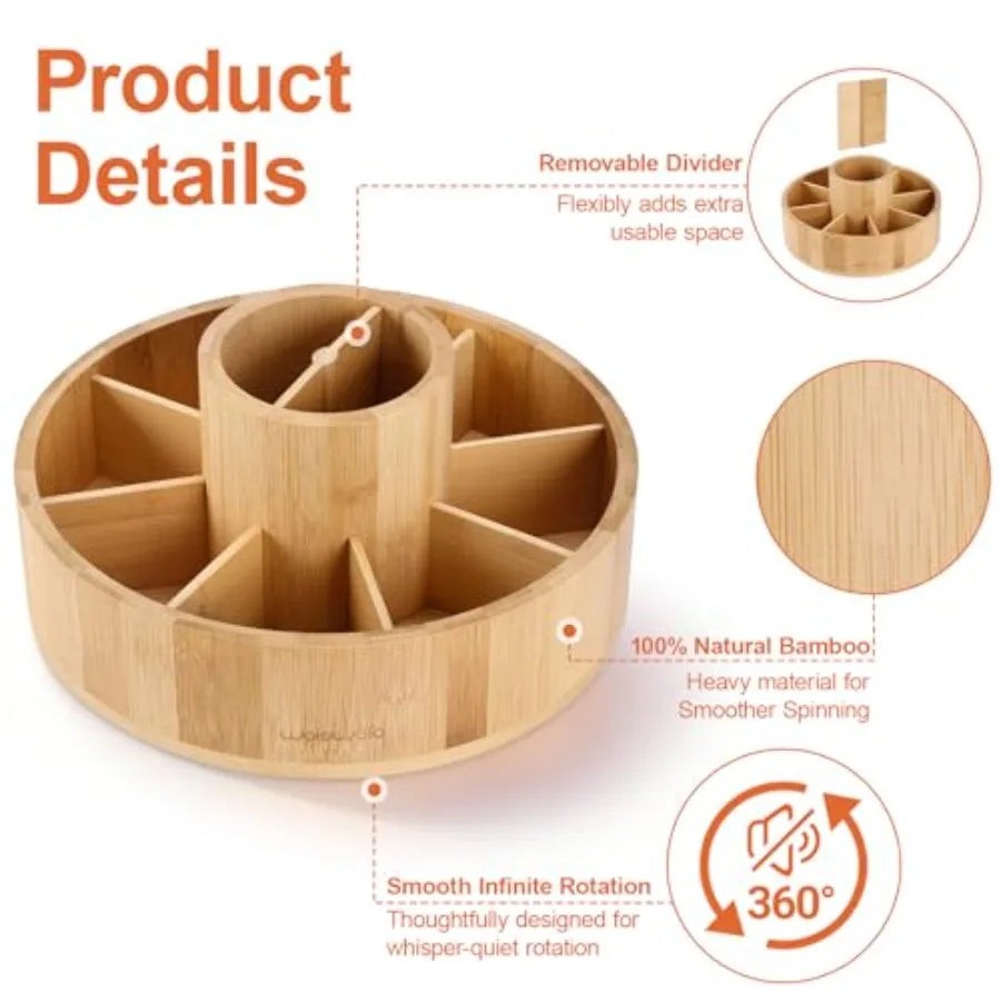 Marker Organizer Rotating Bamboo Desk Organizer