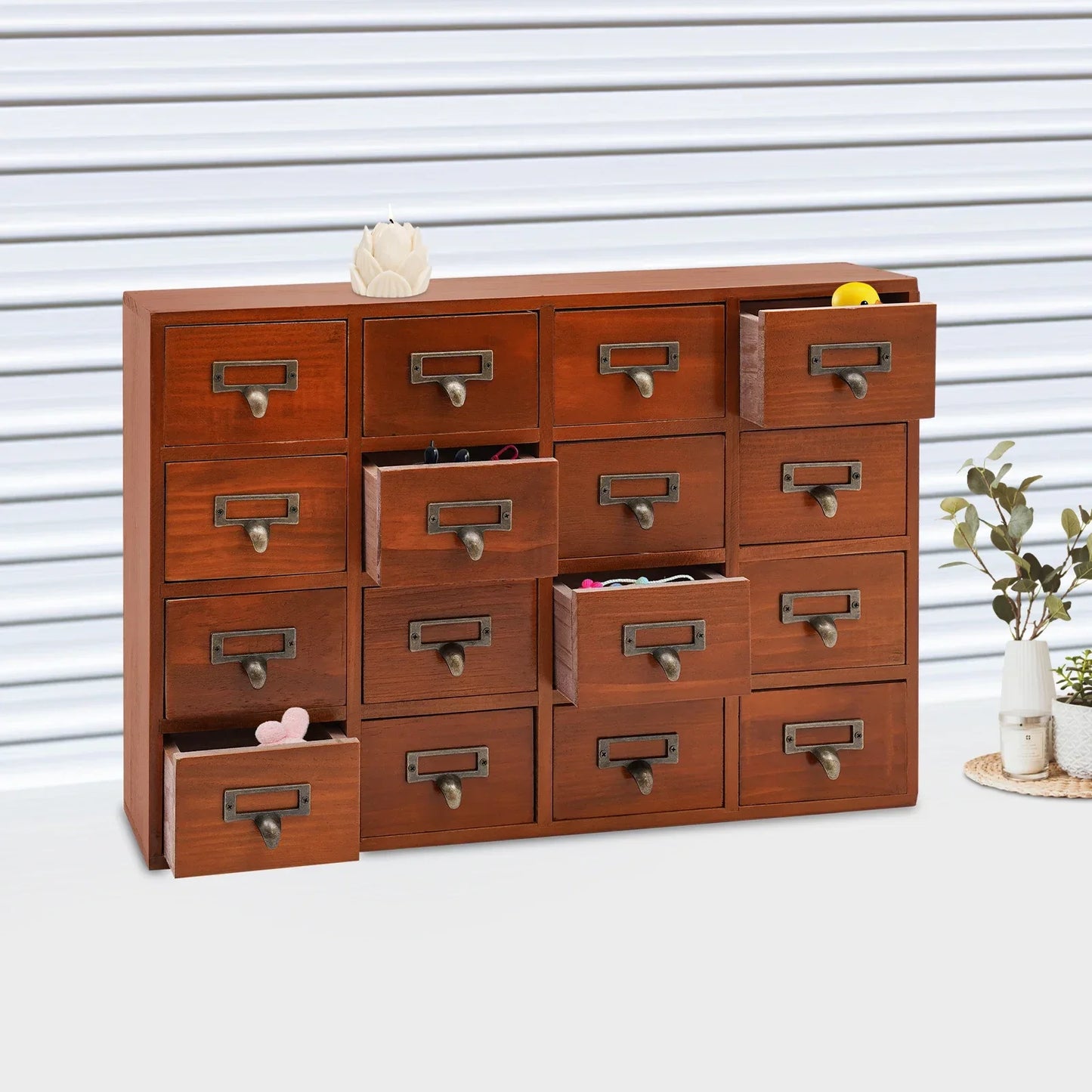 Large 16-Drawer Multifunctional Wooden Storage Box