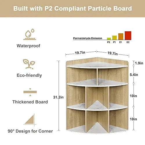 3-Tier Corner Cabinet With 8 Cubbies Storage Organizer