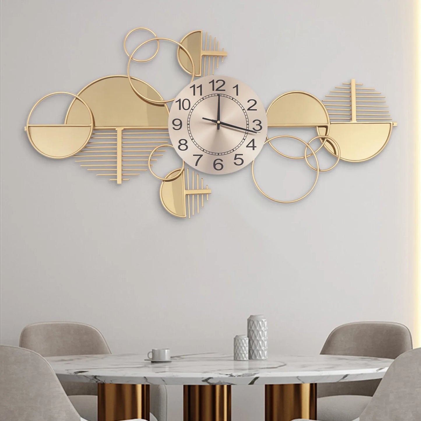 Modern Wall Clock Large Metal Minimalist Decor