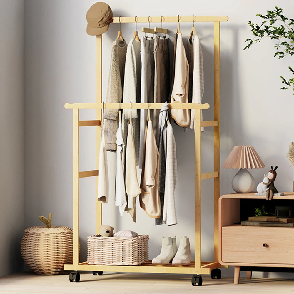 Double Layer Garment Hanging Display Stand Rack