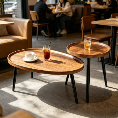 Set of 2 Mid-Century Coffee Tables Solid Wood