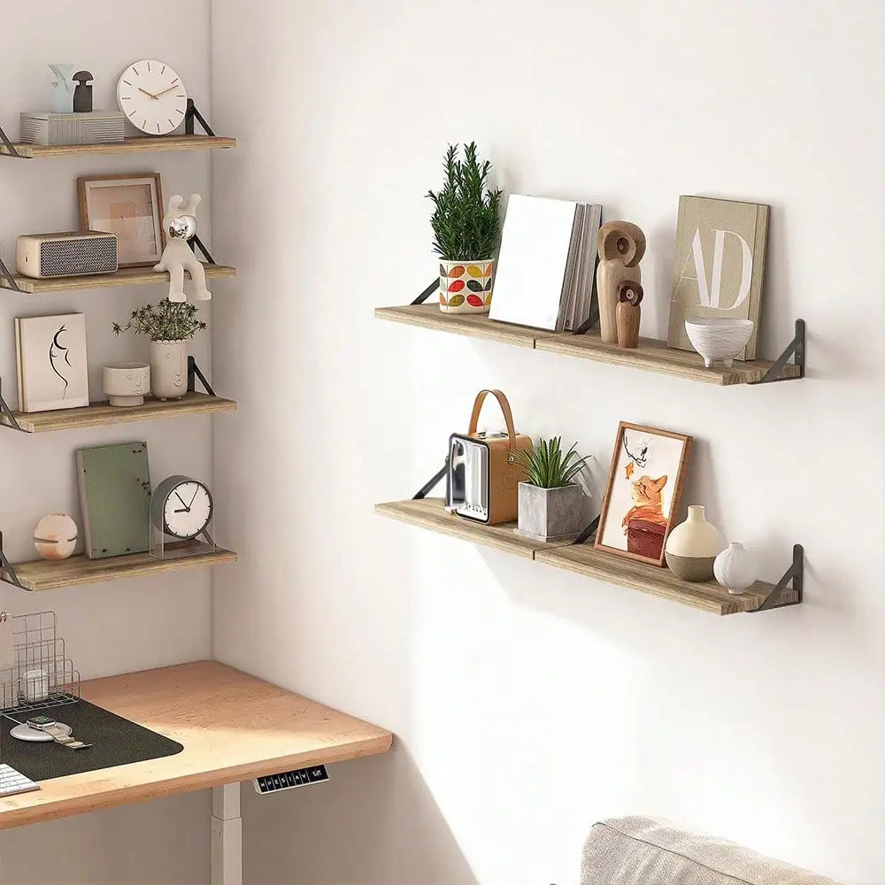 8pcs Floating Shelves Rustic Wood Wall Shelves