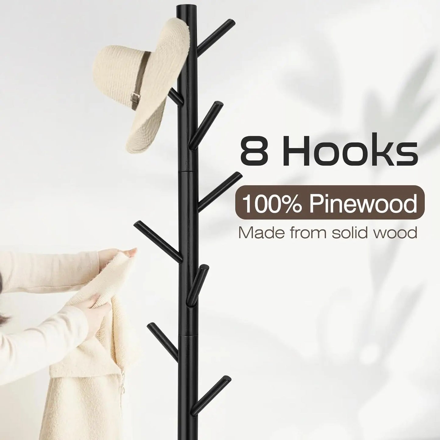 Freestanding Coat Rack with 8 Hooks