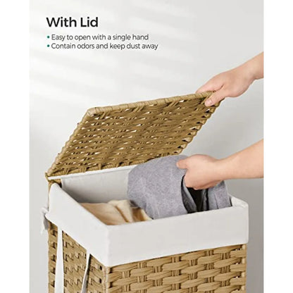 Rattan Clothes Laundry Basket with Lid and Handles