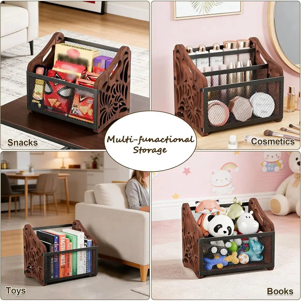 Rustic Wood Magazine File Holder Organizer