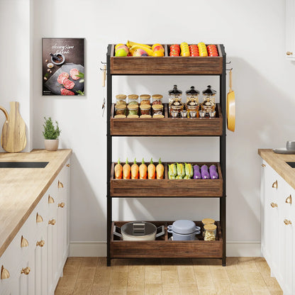 Fruit and Vegetable Wood Utility Storage Shelves