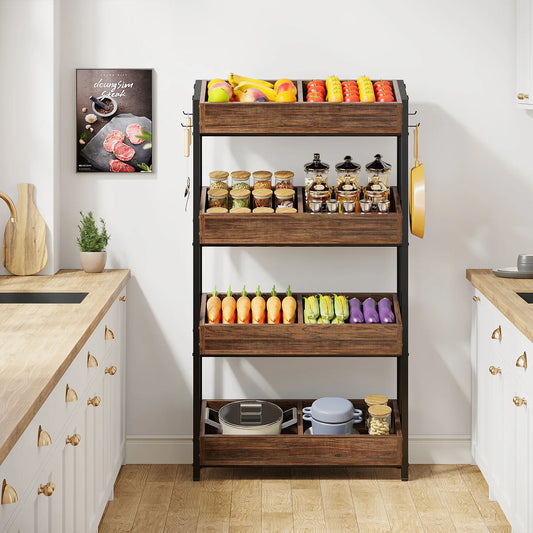 Fruit and Vegetable Wood Utility Storage Shelves