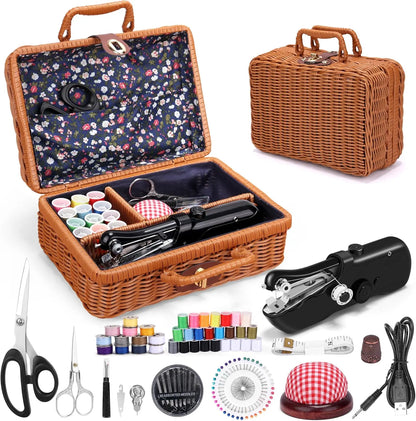 Portable Mini Sewing Machine Supplies with Basket