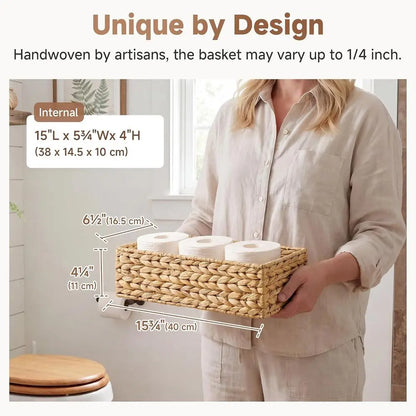 Bathroom Water Hyacinth Storage Baskets, 2-Pack