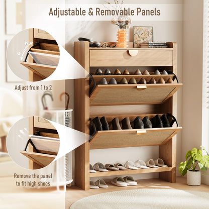 Shoe Cabinet with 2 Flip Drawers