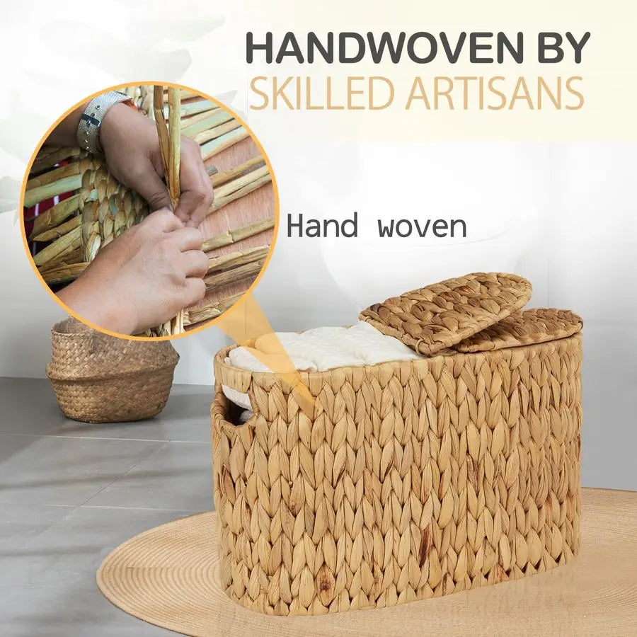 Toilet Paper Basket with Lid for 6 Rolls