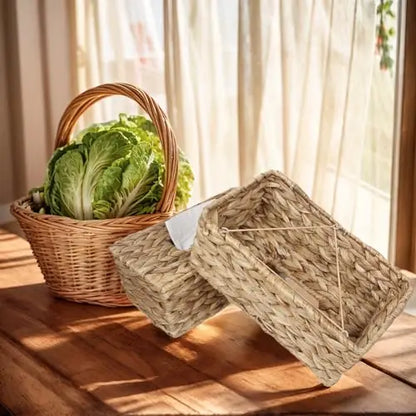 Water Hyacinth Woven Rectangular Tissue Box Holder