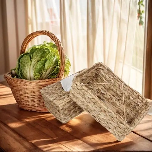 Water Hyacinth Woven Rectangular Tissue Box Holder