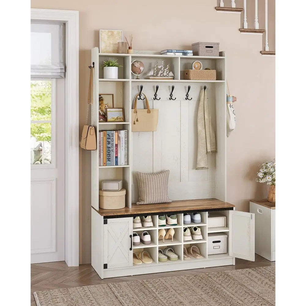 Storage Coat Rack Wood Furniture 7 Hooks