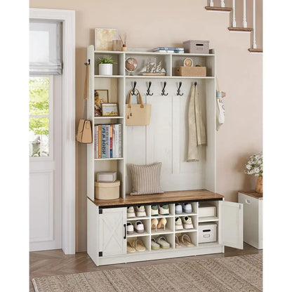 Storage Coat Rack Wood Furniture 7 Hooks
