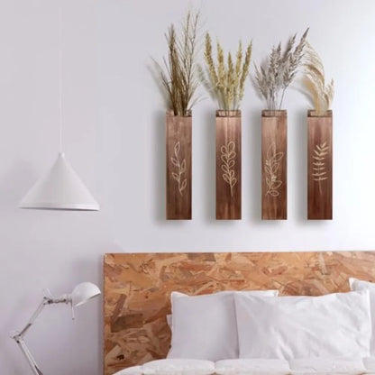 4 Pack Wood Indoor Wall Planter Pocket Vases