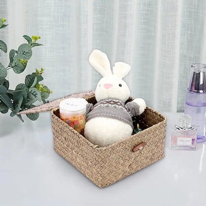 Wicker Baskets Bin with Lid Handwoven Storage Basket