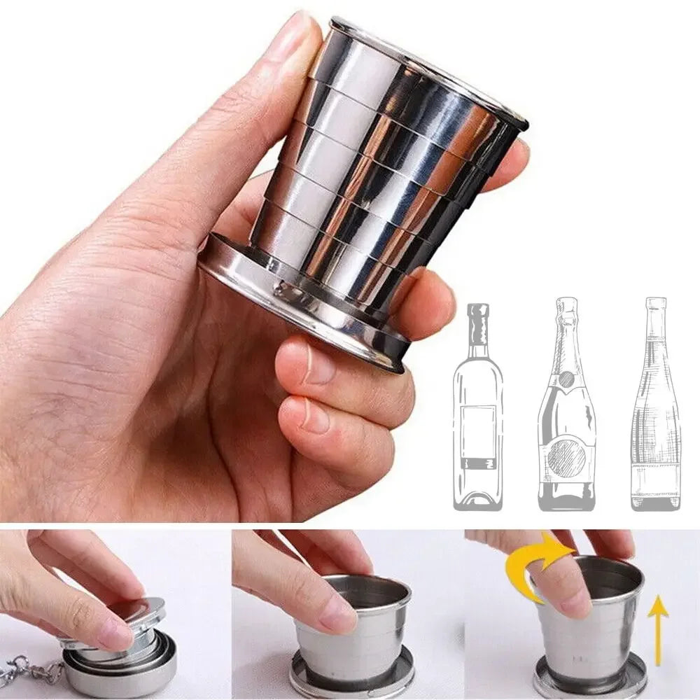 1PC Stainless Steel Folding Cup