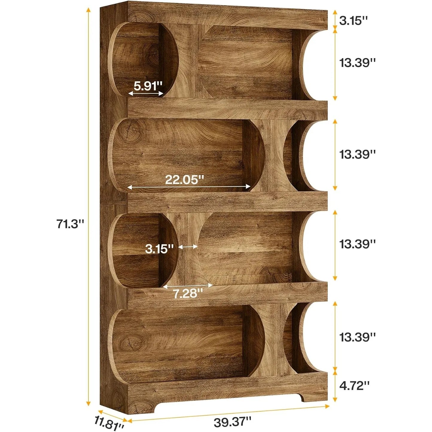 Modern Asymmetrical Bookshelf Freestanding Display Shelf