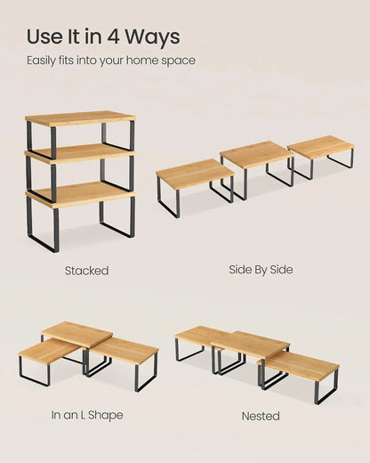 Cabinet Organizer Shelf Set of 3 Kitchen Counter Shelves