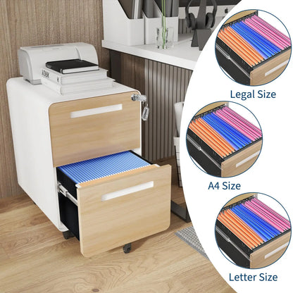 2 Drawer Mobile File Cabinet With Lock