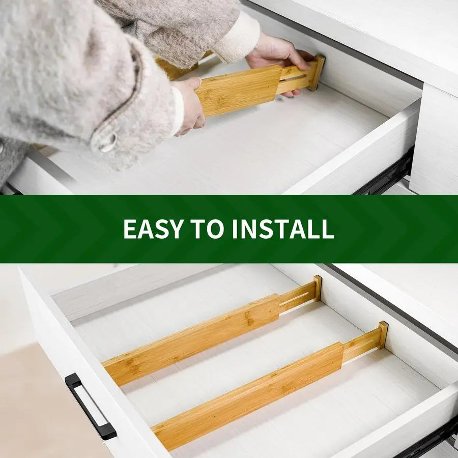Adjustable Bamboo Drawer Dividers, Expandable Drawer Organizer
