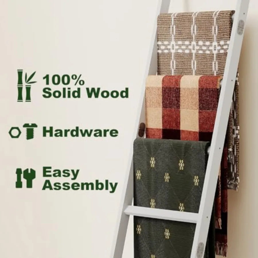 Bamboo Towel Rack 6-Tier Blanket Ladder